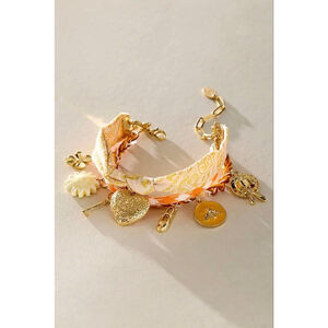 Free People High Noon Layered Charm Bracelet Banana Cream NWT Boho Beachy